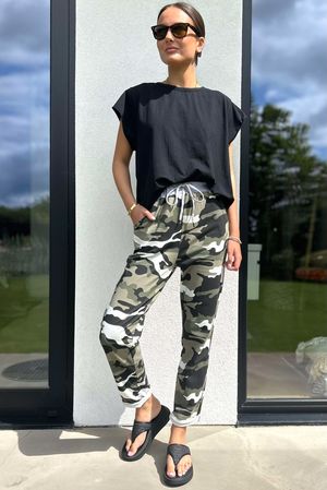 Made in Italy Basic Cotton Jogger Camo Khaki 